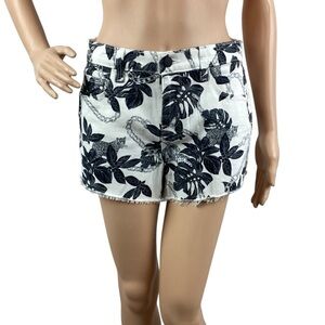 L’Agence Audrey Cutoff Shorts 25 White Navy Floral Print Sample